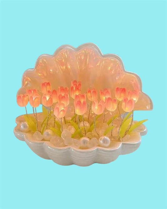 Tulip Flower Elegant Shell Night Light for a Cozy Glow
