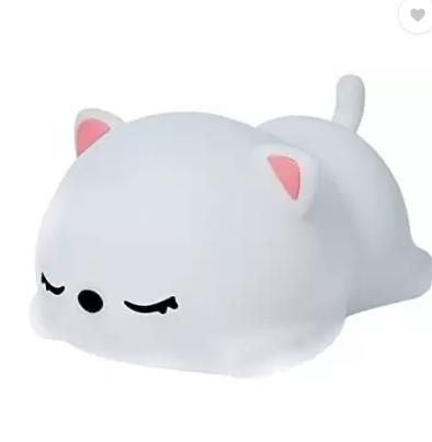 Silicon Snoring Cat Night Light Lamp with Touch Control
