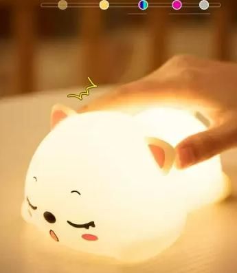 Silicon Snoring Cat Night Light Lamp with Touch Control